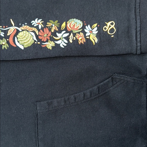 Scotch & Soda Embroidered Floral Sleeve Hoodie Black Pullover Sweatshirt Size L - Picture 6 of 8